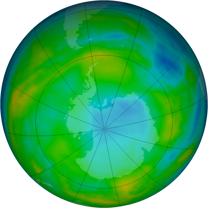 Antarctic ozone map for 23 July 2015